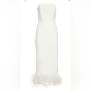 16 Arlington minelli crepe long feather dress in white